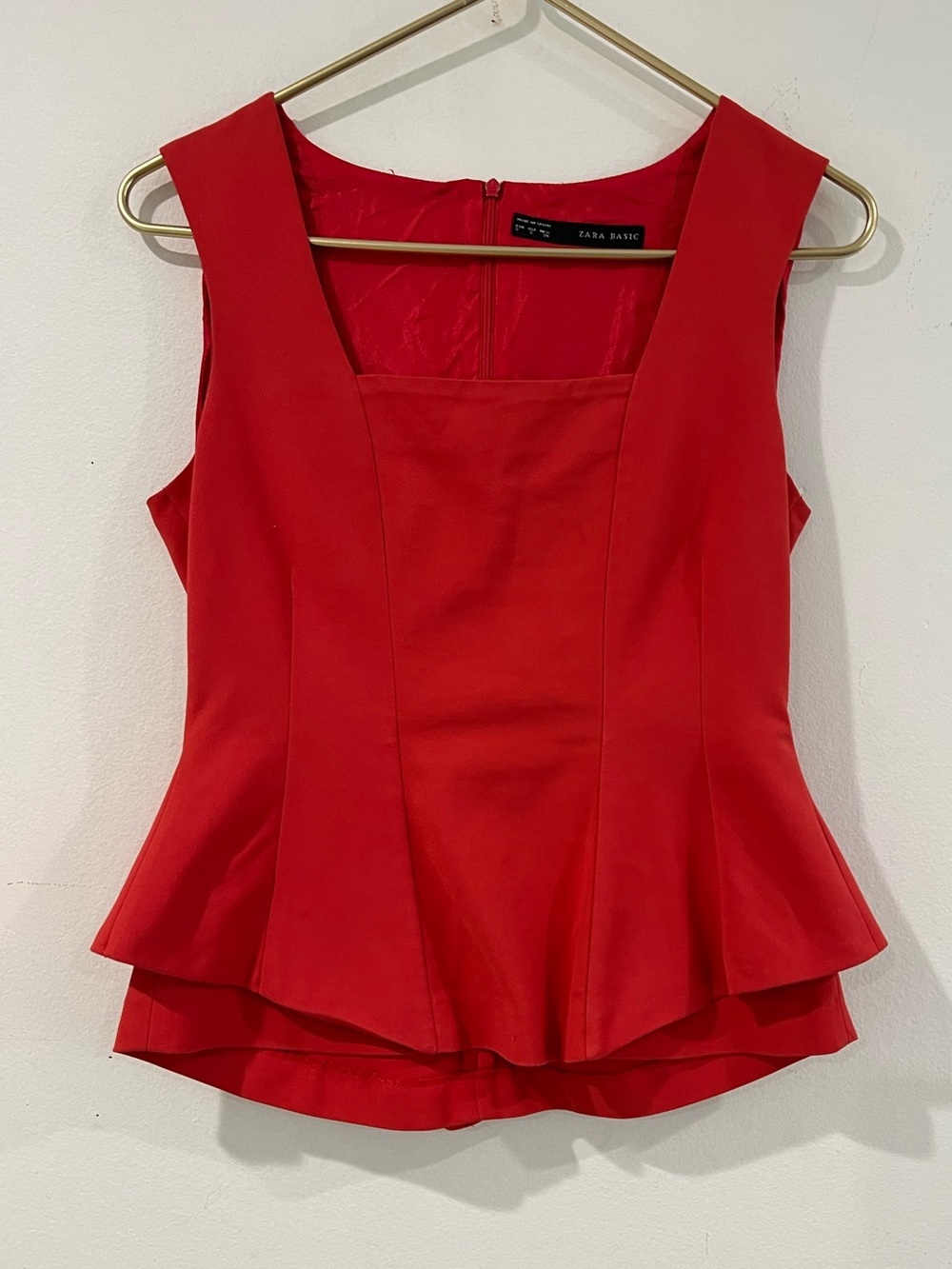Zara Red Peplum Sleeveless Top S